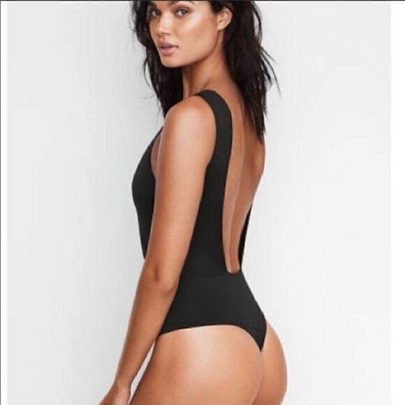 Victoria's Secret Gold Metallic Bodysuit Black Mesh Backless S - Picture 3 of 14